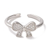 Brass Micro Pave Cubic Zirconia Open Cuff Ring RJEW-K256-58J-P-2