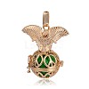 Golden Plated Brass Hollow Round Cage Pendants KK-J252-02G-2