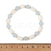 8MM Round Natural White Moonstone and Column Dyed White Jade Beaded Stretch Bracelets BJEW-JB14488-4