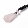 Natural Rose Quartz Hexagon Pendant Necklace with Nylon Cord NJEW-G094-A02-2