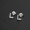 Brass Micro Pave Clear Cubic Zirconia Stud Earrings FS-WGC2F12-12-1
