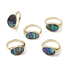 Brass with Abalone Shell Adjustable Rings RJEW-K257-53G-1