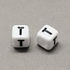 Large Hole Acrylic Letter European Beads SACR-Q103-6mm-01T-2