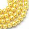 Baking Paint Pearlized Glass Pearl Round Bead Strands HY-Q003-4mm-67-1
