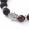 Natural Lava Rock & Tiger Eye Beads Adjustable Braided Bracelets BJEW-JB04987-01-2