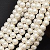 Round Shell Pearl Matte Surface Bead Strands X-BSHE-M011-08-4mm-1