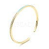 Clear Cubic Zirconia Open Cuff Bangle with Enamel BJEW-J165-05G-2