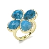 Natural Apatite Faceted Adjustable Finger Rings for Women RJEW-A092-01G-08-4