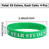 40Pcs 10 Colors Word Star Student Silicone Cord Bracelets Set Wristband BJEW-GF0001-13-2