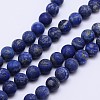 Frosted Round Natural Lapis Lazuli Beads Strands X-G-D743-10mm-1