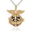 Golden Tone Brass Hollow Round Cage Pendants KK-J237-08G-3