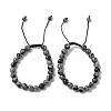 8mm Round Natural Snowflake Obsidian Braided Bead Bracelets BJEW-C067-01B-18-1