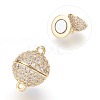 Brass Micro Pave Cubic Zirconia Magnetic Clasps with Loops ZIRC-E120-05G-12mm-NR-1