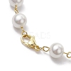 8mm Round Shell Pearl & Brass Heart Link Bracelets for Women BJEW-JB10424-4