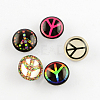 Brass Jewelry Snap Buttons with Peace Sign Glass Beads BUTT-R027-03-1