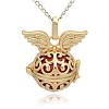 Golden Tone Brass Hollow Round Cage Pendants KK-J233-09G-1