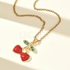 Brass & Cubic Zirconia Enamel Pendant Necklaces SA-CBA7E55-02G-1