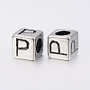 304 Stainless Steel Large Hole Letter European Beads STAS-H428-01AS-P-2