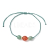 Natural Green Aventurine & Striped Agate Round Beads Braided Bead Bracelets for Women BJEW-JB11978-2