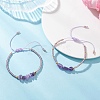 2Pcs Natural Amethyst & Glass Seed Beads Braided Bead Bracelets for Women BJEW-MZ00247-04-2