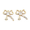 Brass Micro Pave Clear Cubic Zirconia Charms KK-C054-19G-1