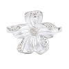 Flower Brass Micro Pave Cubic Zirconia & Enamel Cuff Ring Settings KK-CBAC351-06P-02-1