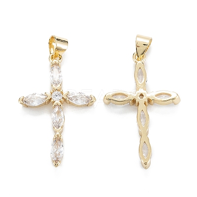 Brass Micro Pave Clear Cubic Zirconia Pendants X-ZIRC-M115-30G-1