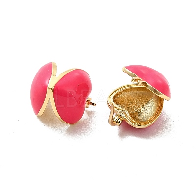 Enamel Heart Hoop Earrings EJEW-C054-02G-1