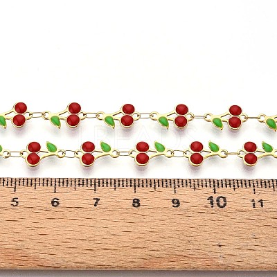 304 Stainless Steel Enamel Cherry Link Chains CHS-N005-01A-G-1