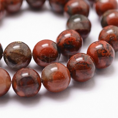 Natural Brecciated Jasper Bead Strands G-G735-35-8mm-1