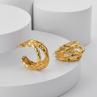 Hollow Moon Brass Stud Earrings EJEW-Q391-20G-1