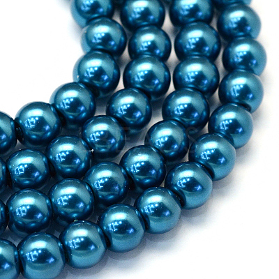 Baking Paint Pearlized Glass Pearl Round Bead Strands X-HY-Q003-6mm-06-1