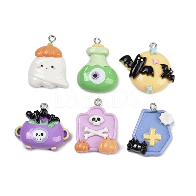 Halloween Opaque Resin Pendants RESI-C062-02-1