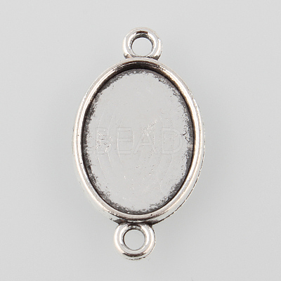 Antique Silver Tibetan Style Alloy Flat Oval Cabochon Connector Settings LS-TIBE-M022-06AS-1