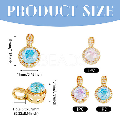 3Pcs 3 Colors Brass Micro Pave Cubic Zirconia Pendants KK-TA0008-25-1