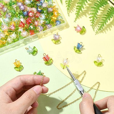 90Pcs 9 Colors Acrylic Lampwork Pendants PALLOY-CJ00048-1