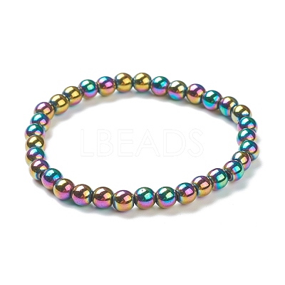 Synthetic Magnetic Hematite Beaded Stretch Bracelets BJEW-A117-B-09-1