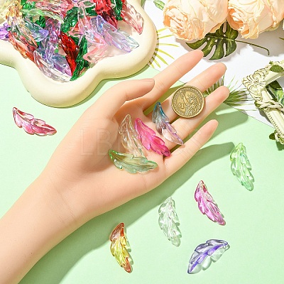 140Pcs 7 Colors Transparent Acrylic Pendants OACR-YW0003-50-1