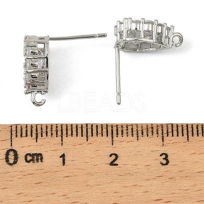 Teardrop Brass Micro Pave Clear Cubic Zirconia Stud Earring Findings LS-KK-C107-13P-1