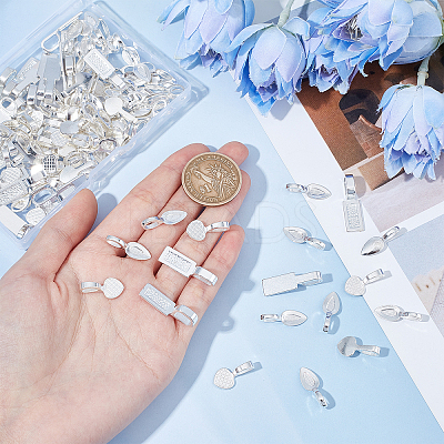 120Pcs 3 Style Tibetan Style Alloy Glue-on Flat Pad Pendant Bails TIBEP-SC0001-94-1