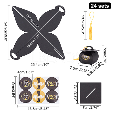Graduation Cap Shaped Paper Gift Box CON-WH0072-76-1