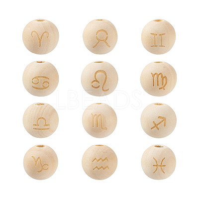 120Pcs 12 Styles Unfinished Natural Wood European Beads WOOD-CD0001-09-1