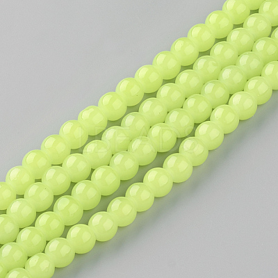 Baking Paint Imitation Jade Glass Round Bead Strands X-DGLA-Q021-10mm-08-1
