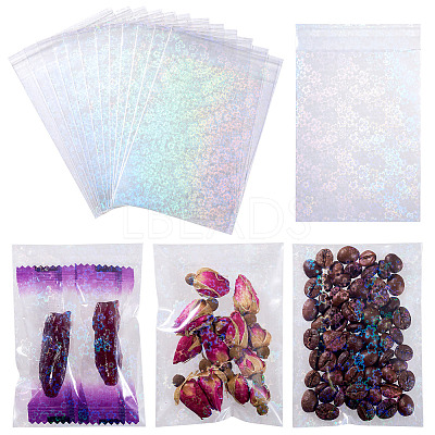 50Pcs Double Face Laser Rectangle PE Cellophane Bags ABAG-TAC0013-14C-1
