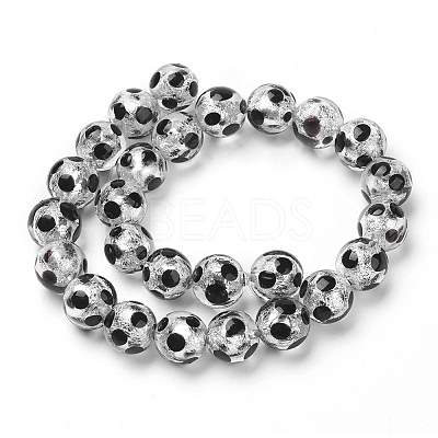Handmade Silver Foil Lampwork Beads Strands FOIL-L016-D04-1