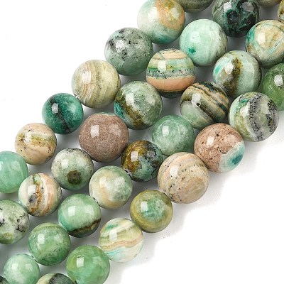 Natural Green Line Jasper Graduated Beads Strands G-F830-A01-01-1