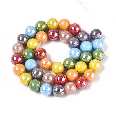 Electroplate Glass Beads Strands EGLA-N019-10mm-03-1