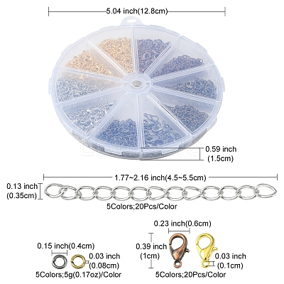 100Pcs 5 Color Iron Ends with Twist Chains DIY-FS0003-54-1