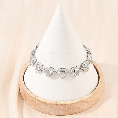 Brass Pave Cubic Zirconia Heart Tennis Bracelets for Women KK-CBA68DA-09P-01-1
