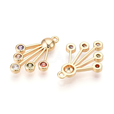Brass Micro Pave Cubic Zirconia Pendants KK-N262-107A-G-1